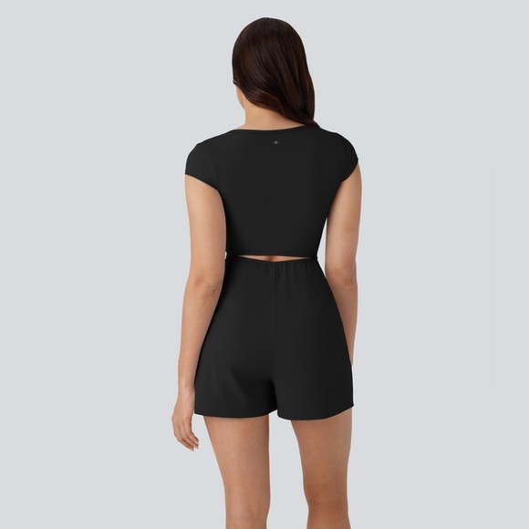 Halara SoftlyZero Airy Easy Peezy Yoga Romper Black XS - Picture 2 of 6